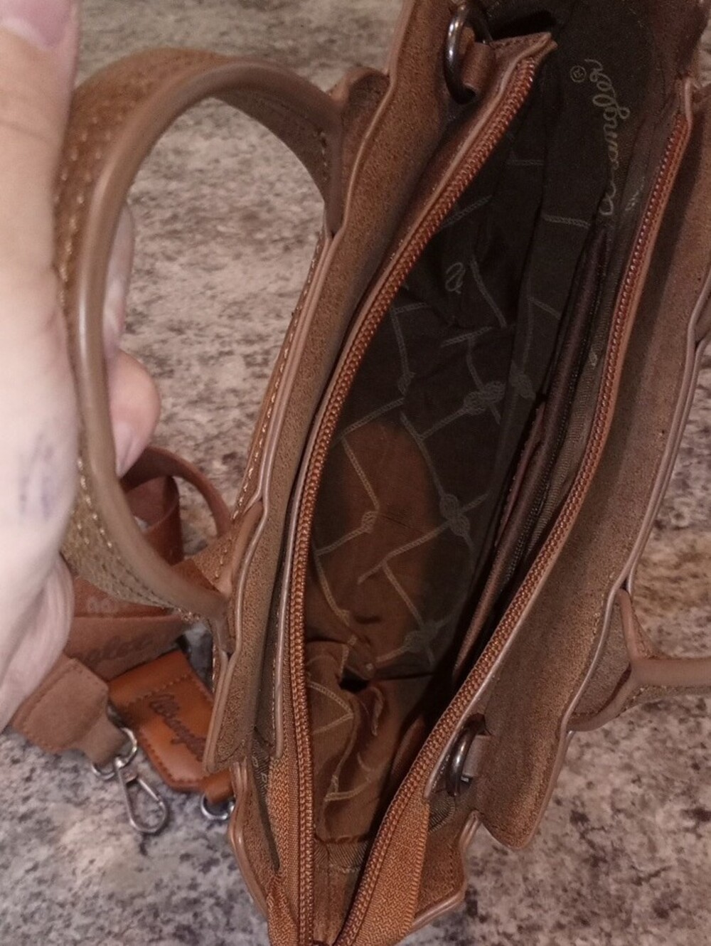 Wrangler Tan Brown Embroidered Crossbody Satchel - Picture 8 of 10